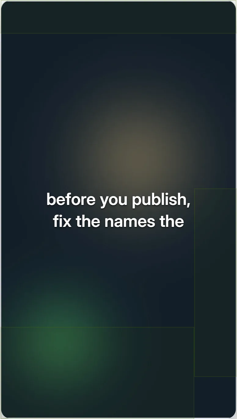 The same vertical clip with the TikTok overlay on; the caption now sits in the centre, clear of the bottom zone and the right-hand rail